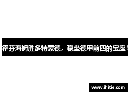 霍芬海姆胜多特蒙德，稳坐德甲前四的宝座！