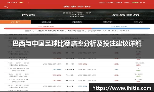 巴西与中国足球比赛赔率分析及投注建议详解